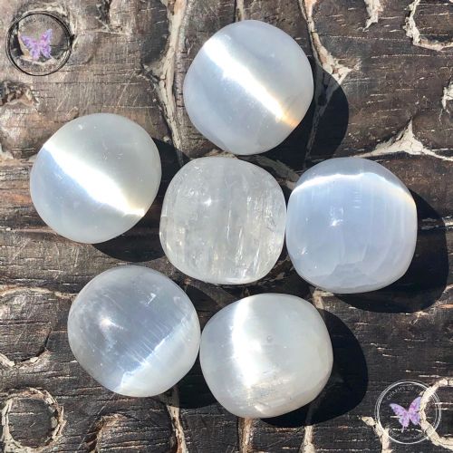 White Selenite Tumble Stone - Large